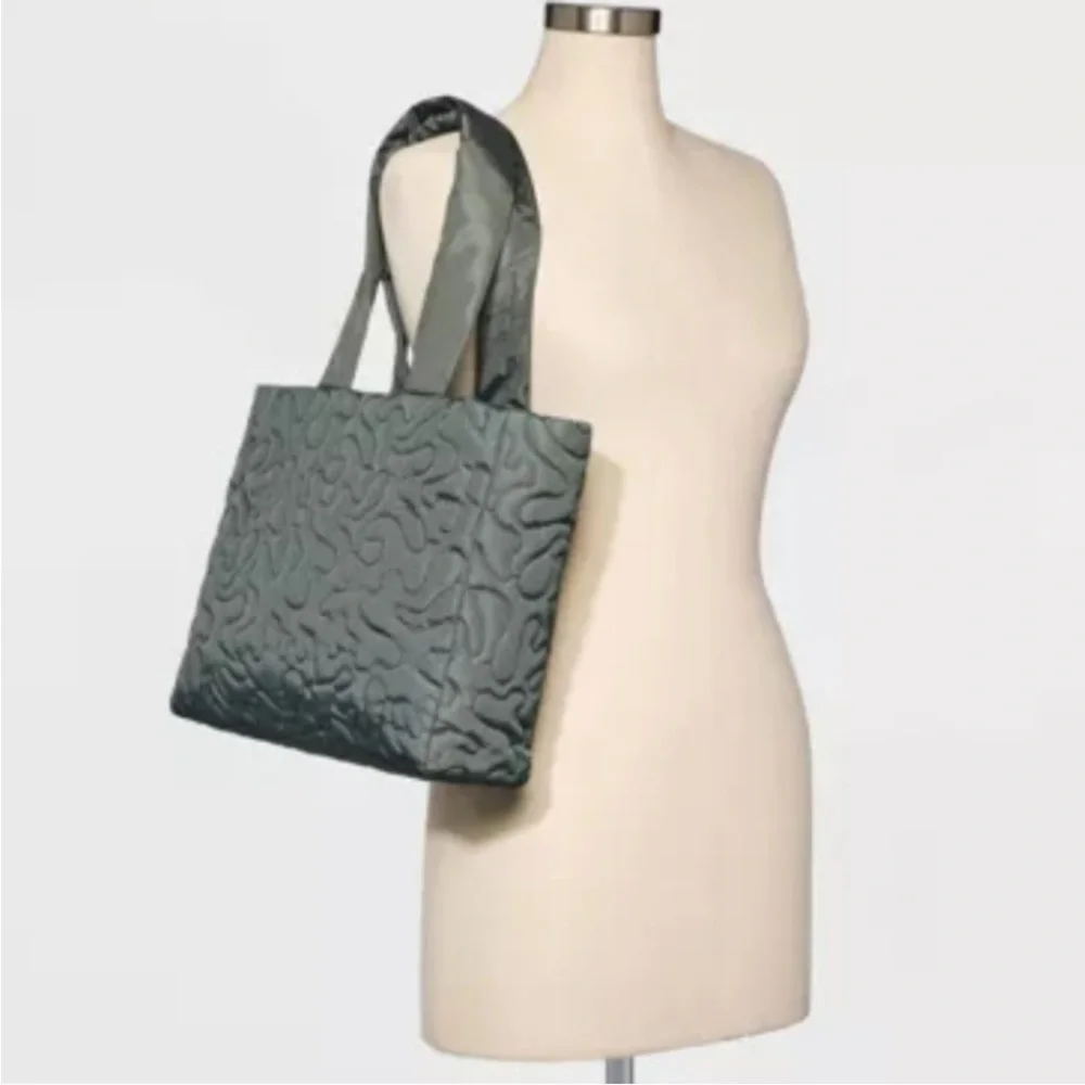Wild Fable Puffy Quilted Tote Bag Green